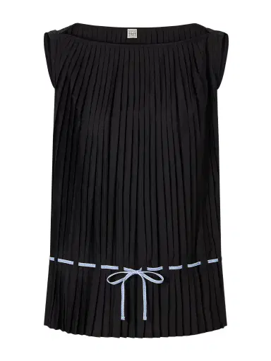 TOTEME Belted Pleated Poplin Blouse | Thumbnail 1 TOTEME Belted Pleated Poplin Blouse | Thumbnail 1