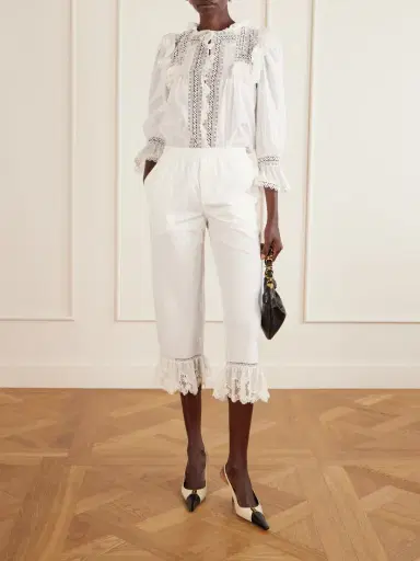 Saint Laurent Crochet-trimmed Cotton-voile Blouse | Thumbnail 2 Saint Laurent Crochet-trimmed Cotton-voile Blouse | Thumbnail 2