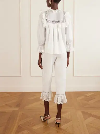 Saint Laurent Crochet-trimmed Cotton-voile Blouse | Thumbnail 4 Saint Laurent Crochet-trimmed Cotton-voile Blouse | Thumbnail 4