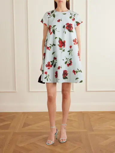 Oscar de la Renta Floral-print Cotton-blend Poplin Mini Dress | Thumbnail 2 Oscar de la Renta Floral-print Cotton-blend Poplin Mini Dress | Thumbnail 2