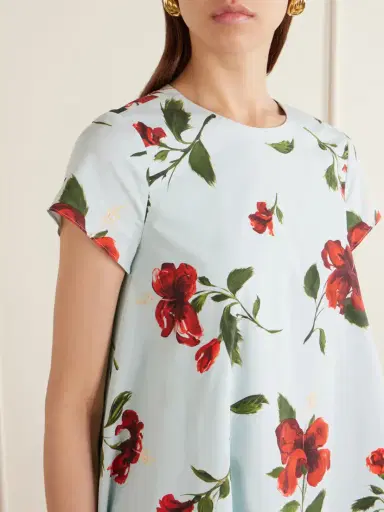 Oscar de la Renta Floral-print Cotton-blend Poplin Mini Dress | Thumbnail 4 Oscar de la Renta Floral-print Cotton-blend Poplin Mini Dress | Thumbnail 4