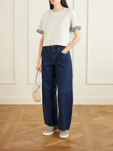 Frame Striped Cuff Pima Cotton T-shirt | Thumbnail 2 Frame Striped Cuff Pima Cotton T-shirt | Thumbnail 2