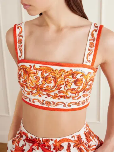 Dolce & Gabbana Cropped Printed Woven Top | Thumbnail 4 Dolce & Gabbana Cropped Printed Woven Top | Thumbnail 4
