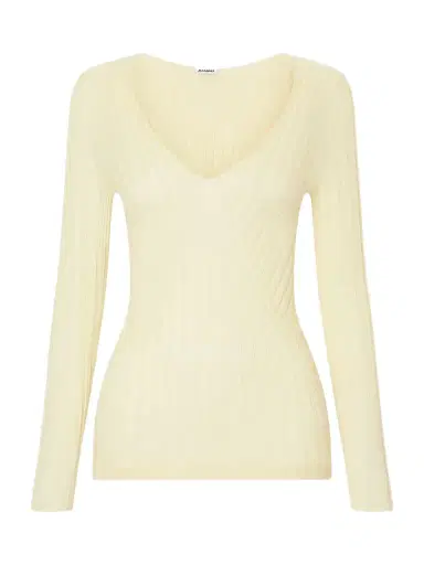 Jil Sander Ribbed Cashmere And Silk-blend Sweater | Thumbnail 1 Jil Sander Ribbed Cashmere And Silk-blend Sweater | Thumbnail 1