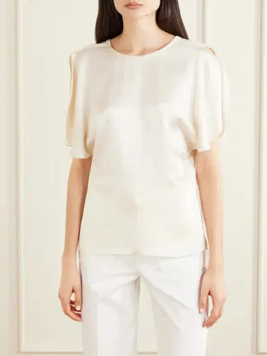 Victoria Beckham Bela Draped Satin Blouse | Thumbnail 3 Victoria Beckham Bela Draped Satin Blouse | Thumbnail 3