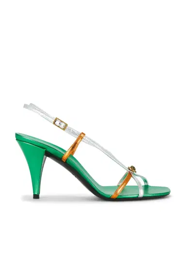 Versace Laminated Leather Strappy Sandal | Thumbnail 1 Versace Laminated Leather Strappy Sandal | Thumbnail 1