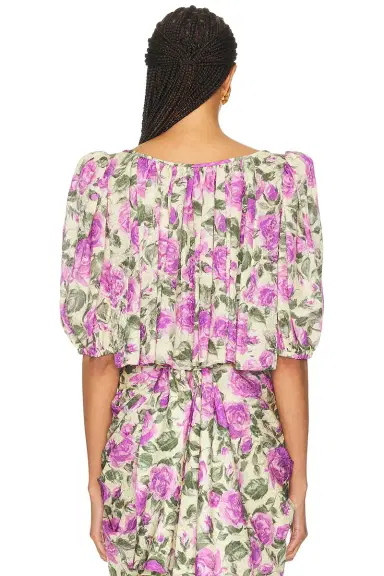 Chloe Cropped Flowy Puff Sleeve Top | Thumbnail 3 Chloe Cropped Flowy Puff Sleeve Top | Thumbnail 3