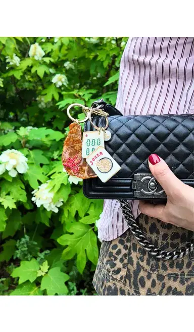 Solar Eclipse Hand-painted Mahjong Bag Charm + Keychain | Thumbnail 2 Solar Eclipse Hand-painted Mahjong Bag Charm + Keychain | Thumbnail 2