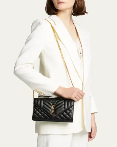 Saint Laurent Envelope Triquilt Small YSL Shoulder Bag in Grained Leather | Thumbnail 2 Saint Laurent Envelope Triquilt Small YSL Shoulder Bag in Grained Leather | Thumbnail 2