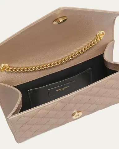 Saint Laurent Envelope Triquilt Small YSL Shoulder Bag in Grained Leather | Thumbnail 12 Saint Laurent Envelope Triquilt Small YSL Shoulder Bag in Grained Leather | Thumbnail 12