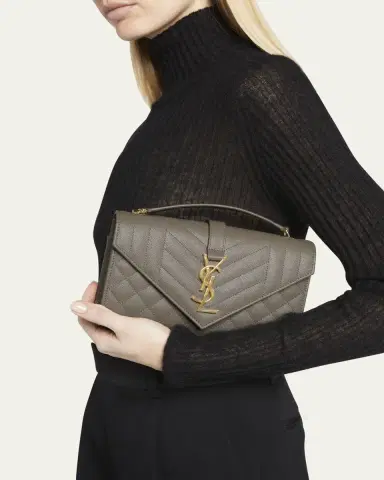 Saint Laurent Envelope Triquilt Small YSL Shoulder Bag in Grained Leather | Thumbnail 6 Saint Laurent Envelope Triquilt Small YSL Shoulder Bag in Grained Leather | Thumbnail 6