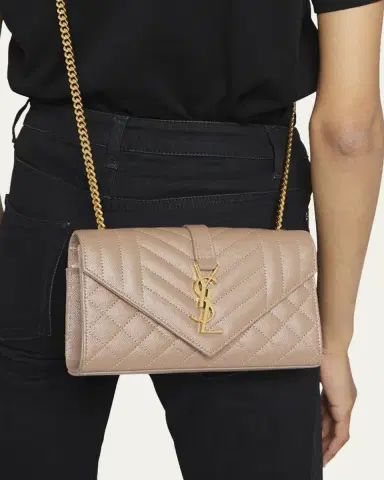Saint Laurent Envelope Triquilt Small YSL Shoulder Bag in Grained Leather | Thumbnail 10 Saint Laurent Envelope Triquilt Small YSL Shoulder Bag in Grained Leather | Thumbnail 10
