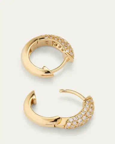 Sydney Evan 14k Puffy Diamond Huggie Hoop Earrings | Thumbnail 4 Sydney Evan 14k Puffy Diamond Huggie Hoop Earrings | Thumbnail 4