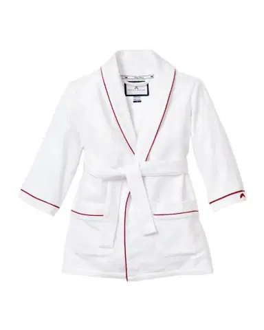 Petite Plume Kid's Solid Flannel Robe w/ Contrast Piping, Size 6M-14 | Thumbnail 1 Petite Plume Kid's Solid Flannel Robe w/ Contrast Piping, Size 6M-14 | Thumbnail 1