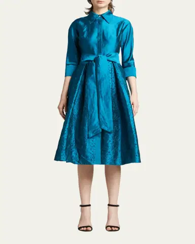 Rickie Freeman for Teri Jon Taffeta Shirt Dress w/ Eyelet Skirt | Thumbnail 2 Rickie Freeman for Teri Jon Taffeta Shirt Dress w/ Eyelet Skirt | Thumbnail 2
