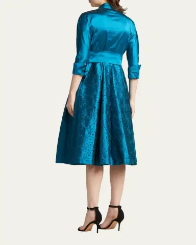 Rickie Freeman for Teri Jon Taffeta Shirt Dress w/ Eyelet Skirt | Thumbnail 3 Rickie Freeman for Teri Jon Taffeta Shirt Dress w/ Eyelet Skirt | Thumbnail 3