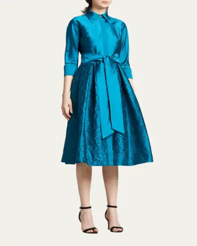 Rickie Freeman for Teri Jon Taffeta Shirt Dress w/ Eyelet Skirt | Thumbnail 4 Rickie Freeman for Teri Jon Taffeta Shirt Dress w/ Eyelet Skirt | Thumbnail 4