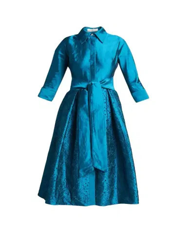 Rickie Freeman for Teri Jon Taffeta Shirt Dress w/ Eyelet Skirt | Thumbnail 1 Rickie Freeman for Teri Jon Taffeta Shirt Dress w/ Eyelet Skirt | Thumbnail 1