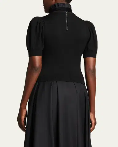 ALICE + OLIVIA Chase Puff-Sleeve Ruffle-Neck Sweater | Thumbnail 3 ALICE + OLIVIA Chase Puff-Sleeve Ruffle-Neck Sweater | Thumbnail 3