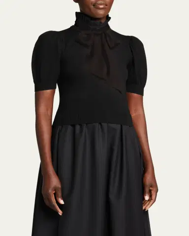 ALICE + OLIVIA Chase Puff-Sleeve Ruffle-Neck Sweater | Thumbnail 4 ALICE + OLIVIA Chase Puff-Sleeve Ruffle-Neck Sweater | Thumbnail 4