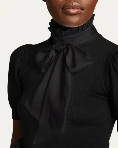 ALICE + OLIVIA Chase Puff-Sleeve Ruffle-Neck Sweater | Thumbnail 5 ALICE + OLIVIA Chase Puff-Sleeve Ruffle-Neck Sweater | Thumbnail 5