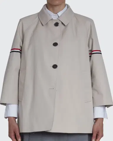 Thom Browne Water-Resistant Twill Cropped-Sleeve Car Coat w/ Striped Armband | Thumbnail 2 Thom Browne Water-Resistant Twill Cropped-Sleeve Car Coat w/ Striped Armband | Thumbnail 2