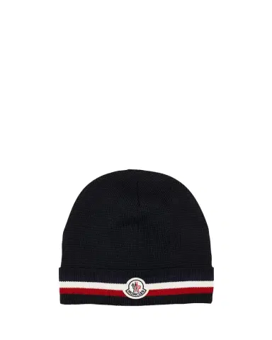 Moncler Men's Tricolor Logo Beanie | Thumbnail 1 Moncler Men's Tricolor Logo Beanie | Thumbnail 1