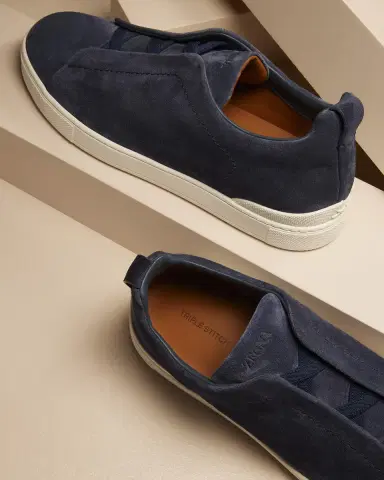 Zegna Men's Triple Stitch Suede Sneakers | Thumbnail 5 Zegna Men's Triple Stitch Suede Sneakers | Thumbnail 5