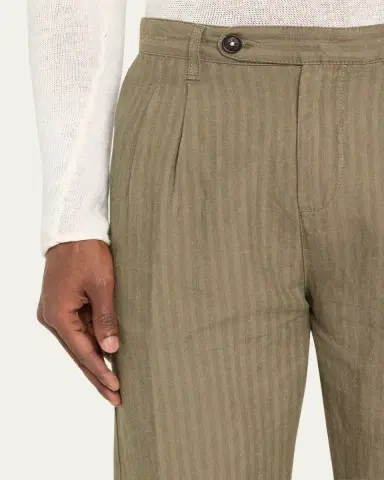 Massimo Alba Men's Cotton-Linen Chevron Double-Pleated Trousers | Thumbnail 5 Massimo Alba Men's Cotton-Linen Chevron Double-Pleated Trousers | Thumbnail 5