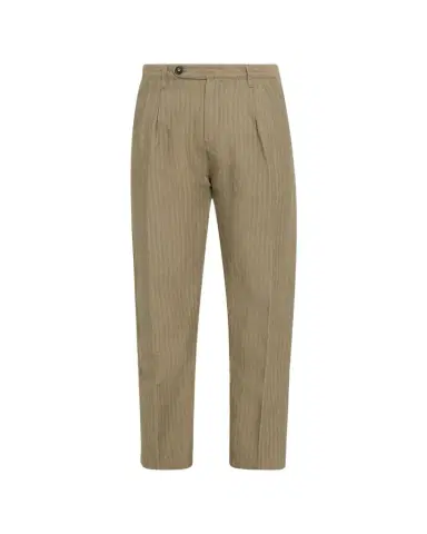 Massimo Alba Men's Cotton-Linen Chevron Double-Pleated Trousers | Thumbnail 1 Massimo Alba Men's Cotton-Linen Chevron Double-Pleated Trousers | Thumbnail 1