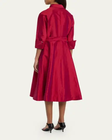 Rickie Freeman for Teri Jon 3/4-Sleeve Belted Midi Shirtdress | Thumbnail 3 Rickie Freeman for Teri Jon 3/4-Sleeve Belted Midi Shirtdress | Thumbnail 3