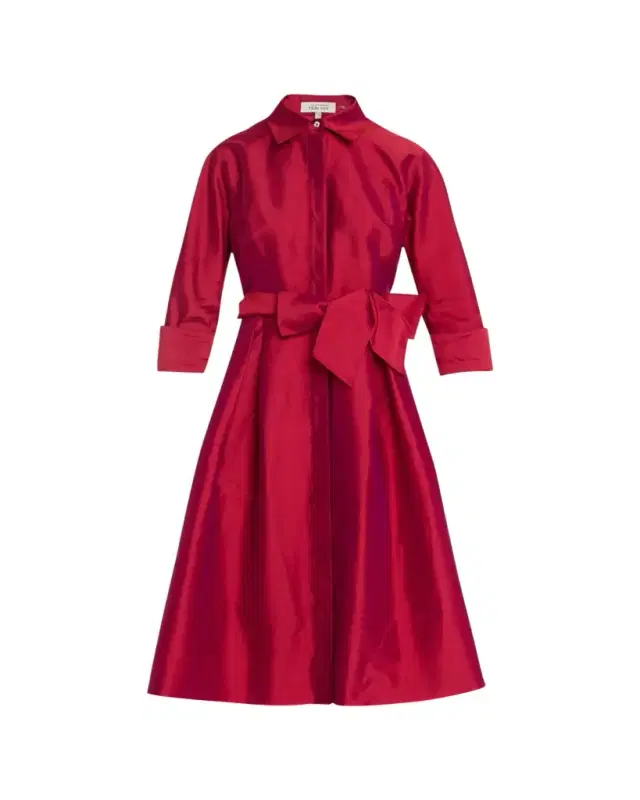 3/4-Sleeve Belted Midi Shirtdress 3/4-Sleeve Belted Midi Shirtdress
