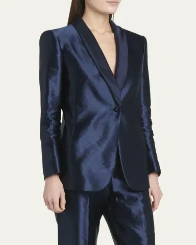 Giorgio Armani Linen Silk Single-Button Blazer Jacket | Thumbnail 4 Giorgio Armani Linen Silk Single-Button Blazer Jacket | Thumbnail 4