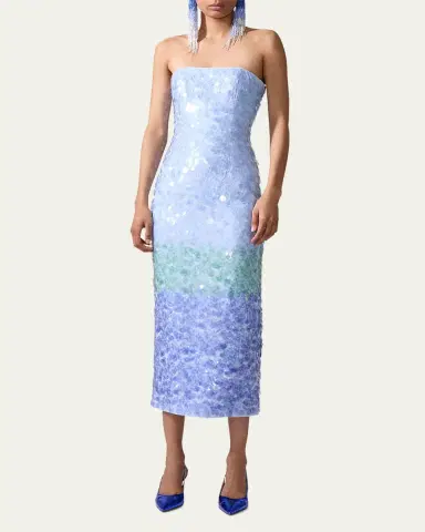 Carolina Herrera Strapless Stripe Sequined Midi Dress | Thumbnail 2 Carolina Herrera Strapless Stripe Sequined Midi Dress | Thumbnail 2
