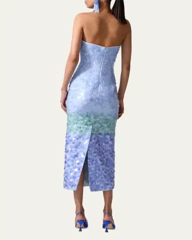 Carolina Herrera Strapless Stripe Sequined Midi Dress | Thumbnail 3 Carolina Herrera Strapless Stripe Sequined Midi Dress | Thumbnail 3