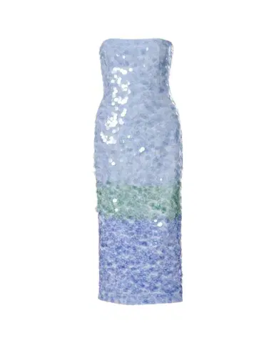 Carolina Herrera Strapless Stripe Sequined Midi Dress | Thumbnail 1 Carolina Herrera Strapless Stripe Sequined Midi Dress | Thumbnail 1