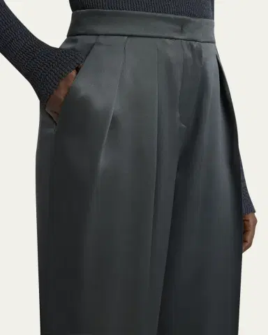 Giorgio Armani Silk Satin Pleated Straight-Leg Trousers | Thumbnail 5 Giorgio Armani Silk Satin Pleated Straight-Leg Trousers | Thumbnail 5