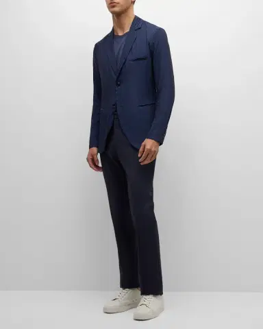 Giorgio Armani Men's Cupro Chevron Blazer | Thumbnail 2 Giorgio Armani Men's Cupro Chevron Blazer | Thumbnail 2