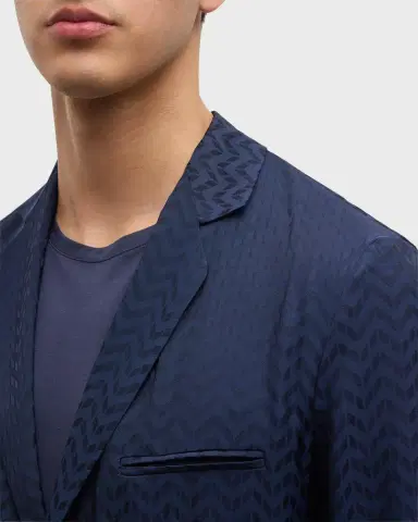 Giorgio Armani Men's Cupro Chevron Blazer | Thumbnail 5 Giorgio Armani Men's Cupro Chevron Blazer | Thumbnail 5