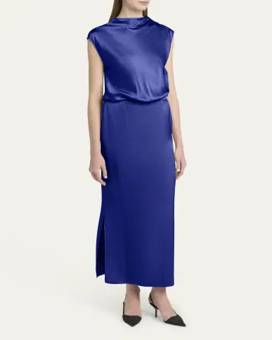 Giorgio Armani High-Neck Double Silk Satin Gown | Thumbnail 4 Giorgio Armani High-Neck Double Silk Satin Gown | Thumbnail 4