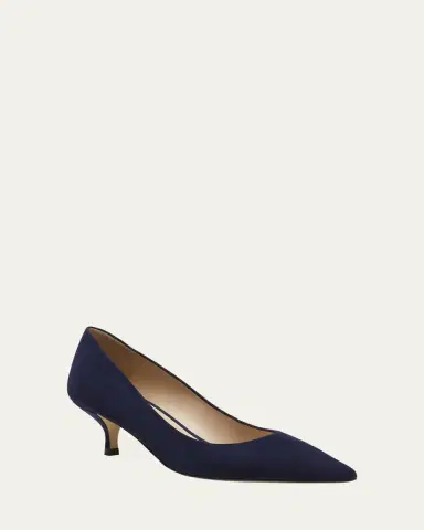 Stuart Weitzman Stuart Suede Kitten Pumps | Thumbnail 3 Stuart Weitzman Stuart Suede Kitten Pumps | Thumbnail 3