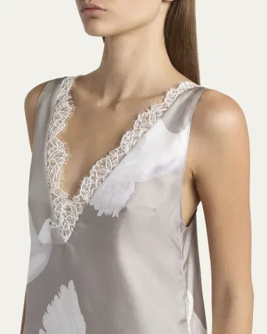 Stella McCartney Dove Print Lace Trim Silk Slip Dress | Thumbnail 5 Stella McCartney Dove Print Lace Trim Silk Slip Dress | Thumbnail 5