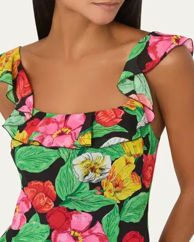 Milly Tulip Rosette Floral-Print Ruffle Maxi Dress | Thumbnail 3 Milly Tulip Rosette Floral-Print Ruffle Maxi Dress | Thumbnail 3