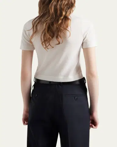 Prada Intarsia Logo Short-Sleeve Cashmere Tee | Thumbnail 3 Prada Intarsia Logo Short-Sleeve Cashmere Tee | Thumbnail 3
