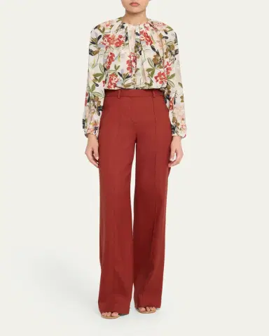 Adam Lippes Lottie Floral-Print Crepe De Chine Top | Thumbnail 2 Adam Lippes Lottie Floral-Print Crepe De Chine Top | Thumbnail 2
