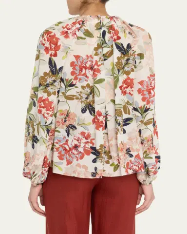 Adam Lippes Lottie Floral-Print Crepe De Chine Top | Thumbnail 3 Adam Lippes Lottie Floral-Print Crepe De Chine Top | Thumbnail 3