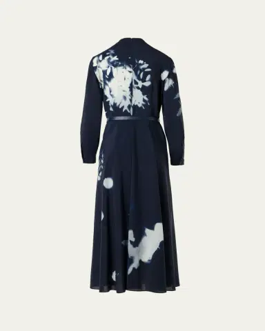 Akris Wildflower-Print Silk Wool Voile Midi Dress | Thumbnail 2 Akris Wildflower-Print Silk Wool Voile Midi Dress | Thumbnail 2