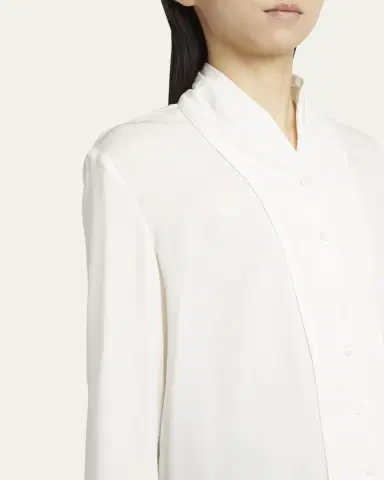 Giorgio Armani Shawl-Collar Silk Georgette Blouse | Thumbnail 5 Giorgio Armani Shawl-Collar Silk Georgette Blouse | Thumbnail 5