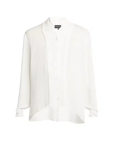 Giorgio Armani Shawl-Collar Silk Georgette Blouse | Thumbnail 1 Giorgio Armani Shawl-Collar Silk Georgette Blouse | Thumbnail 1