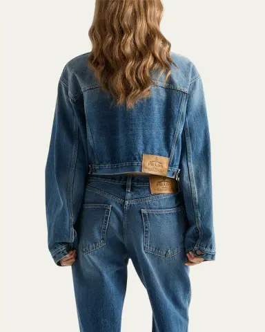 Prada Boxy Denim Blouson Jacket | Thumbnail 3 Prada Boxy Denim Blouson Jacket | Thumbnail 3